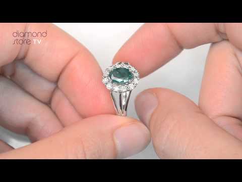 E5806 - Emerald 7 x 5mm and Diamond 9K White Gold Ring