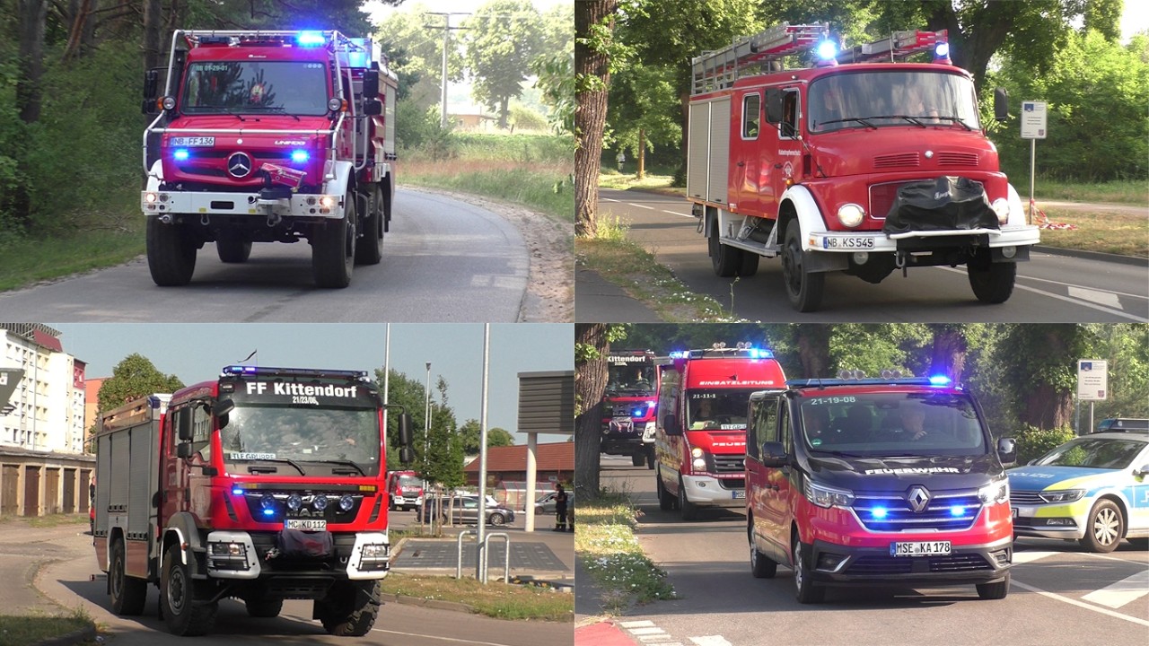 [Über 120 Hektar Waldbrand in Neustrelitz!] Einsatzfahrten zum Großbrand in Neustrelitz