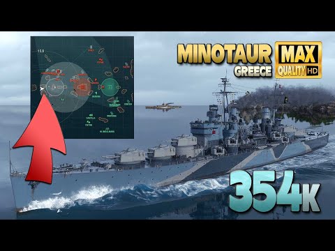 Radar Minotaur, excellent game play on map Greece - World of Warships