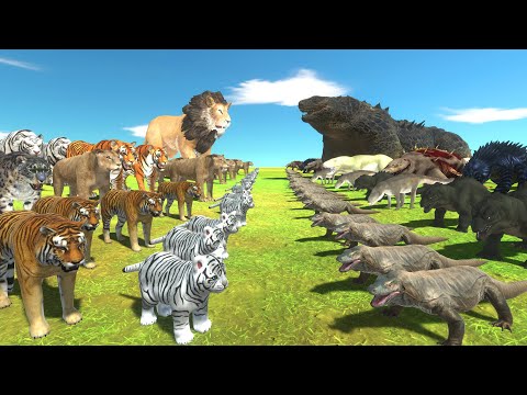 Lion War - Felidae Team VS Komodo Dragon of Evolution - Animal Revolt Battle Simulator