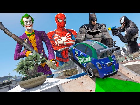 HOMEM ARANHA e HEROIS COM CARROS vs TIME DE SUPER VILÕES! Ep 33 - GTA V