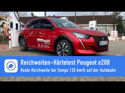 Peugeot e208 GT - Elektroauto Reichweiten-Härtetest bei 135 km/h auf der Autobahn