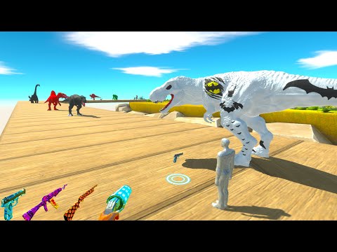FPS AVATAR & WHITE T-REX RESCUE MISSION DEATH RUN - Animal Revolt Battle Simulator