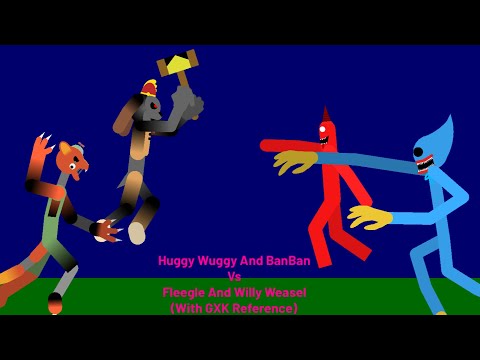 Huggy Wuggy And BanBan Vs Fleegle And Willy Weasel (With Godzilla X Kong Reference)