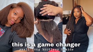 THIS IS A GAME CHANGER | Long Knotless Braids With Skunk Stripe + Parting Tricks