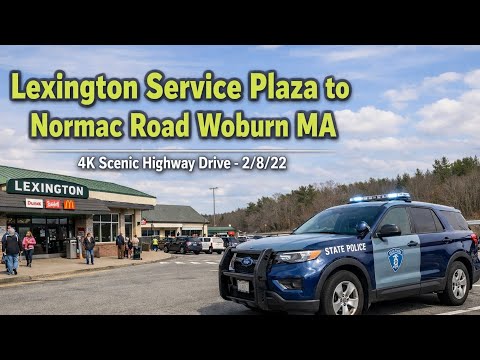 🚘 Lexington Service Plaza to Normac Road Woburn MA | 4K Scenic Highway Drive - 2/8/22