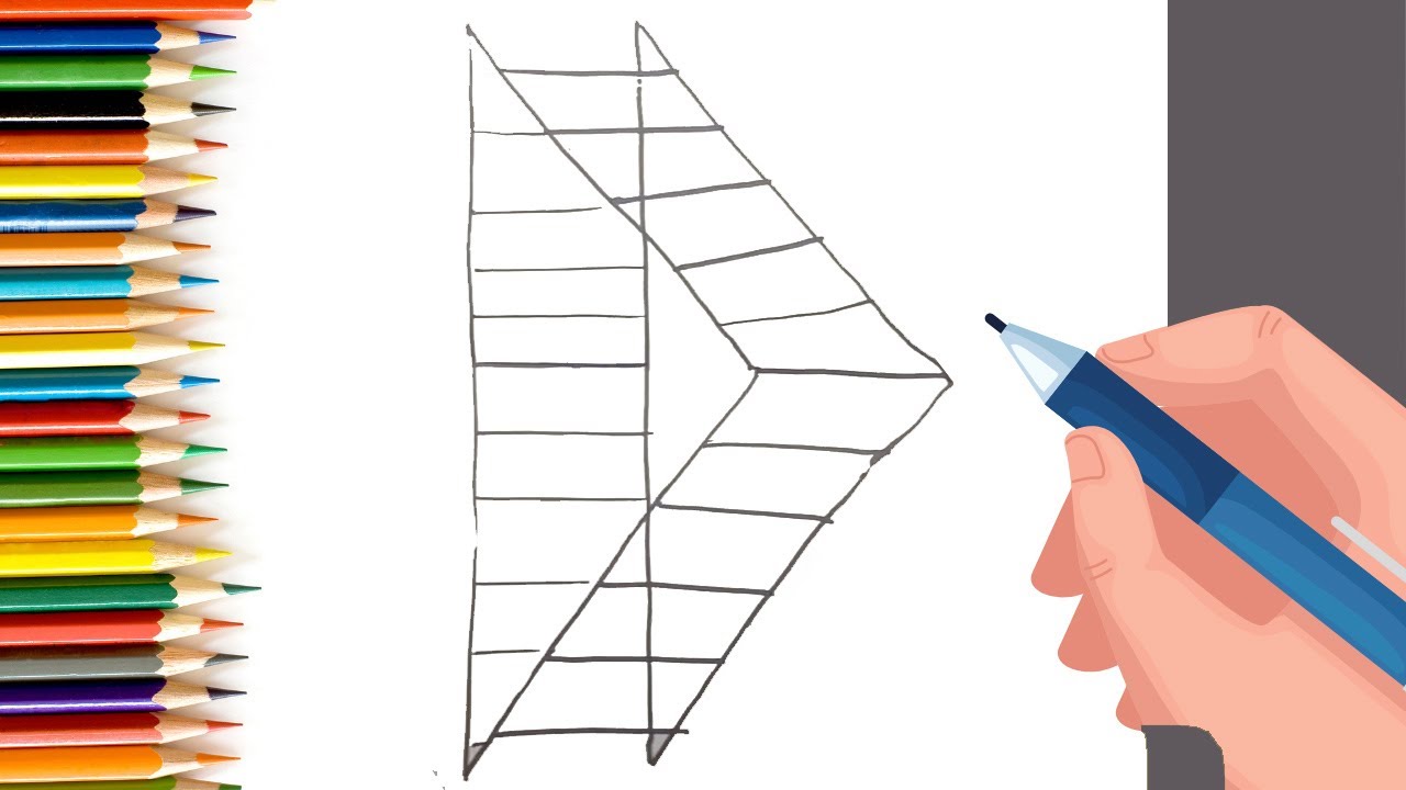 How to Draw easy 3D Ladder step by step for Kids
