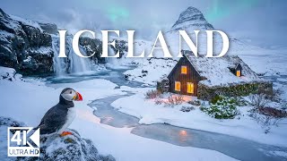 Iceland 4K | Festive Arctic Landscapes Frozen Waterfalls and Cozy Winter Nights
