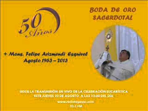HOMILIA BODAS DE ORO SACERDOTALES MONS  FELIPE ARIZMENDI 22 DE AGOSTO 2013