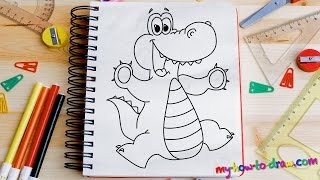 How to draw an Alligator - Easy step-by-step drawing lessons for kids