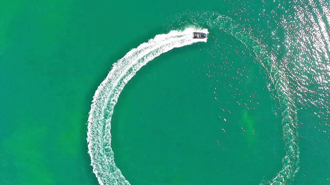 Bird's eye view of a SIB circling on the water