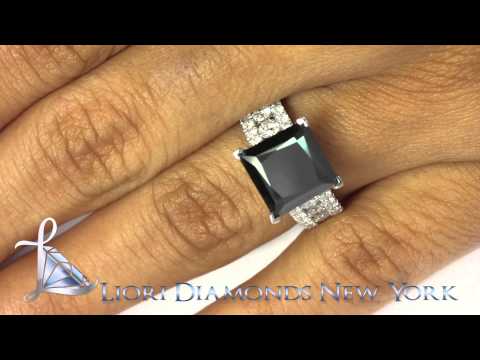 BDR-SOLD-026 - 5.04 Carat Princess Cut Natural Black Diamond Engagement Ring 14k White Gold