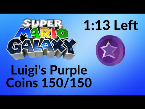 Super Mario Galaxy HD - Luigi's Purple Coins All 150 Coins (1:13 Left)
