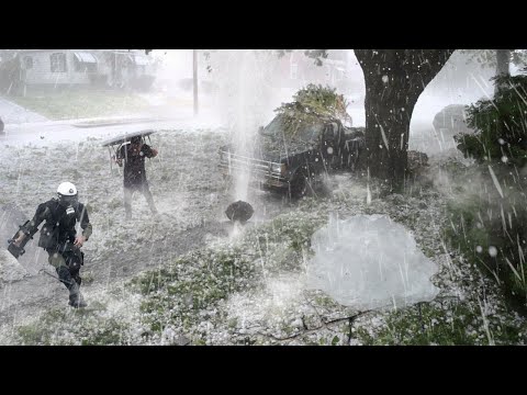 Hagel i storleken av en stor snösten föll i Tyskland! Alla storstäder håller! Chock!