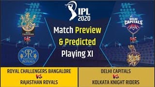 RCB vs RR, DC vs KKR,Playing 11 & Dream 11 Predictions IPL 2020: today match prediction & playing 11