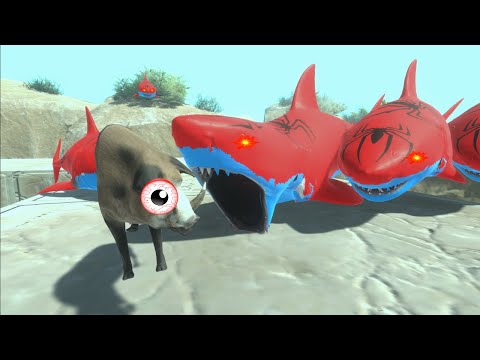 HUNGRY SPIDER SHARK - SHARKS ATTACK UNITS! WHO ESCAPE? - ANIMAL REVOLT BATTLE SIMULATOR