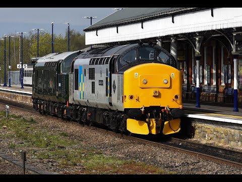 LSL Class 37 No's. 37688 & 37667 on 0Z20 Crewe H.S - York Parcel Sdgs @ Stalybridge on 14.04.22 - HD