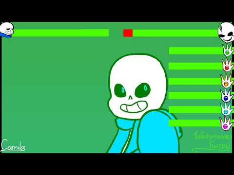 GLITHTALE Frisk and Sans VS Gaster | Tabular Battle (healthbars)