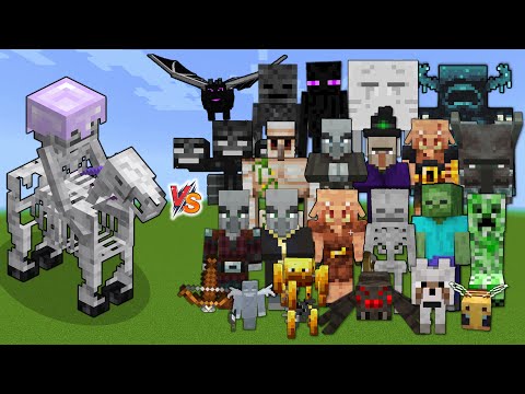 Skeleton Horseman vs All Mobs in Minecraft - Skeleton Trap vs All Mobs