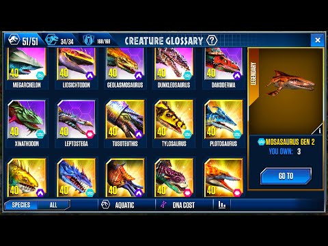 ALL AQUATIC 34/34 MAX LV 40 TOURNAMENT | JURASSIC WORLD THE GAME