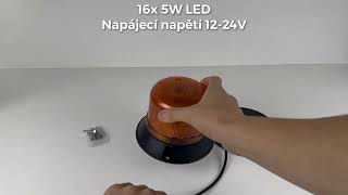 LED maják, 12-24V, 16x5W LED oranžový, pevná montáž, ECE R65