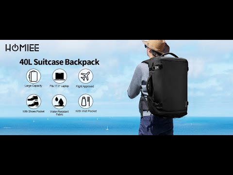 HOMIEE Travel Backpack 40L TSA Friendly Flight Approved Carry-on Bag 17.3" with Shoe Compartment