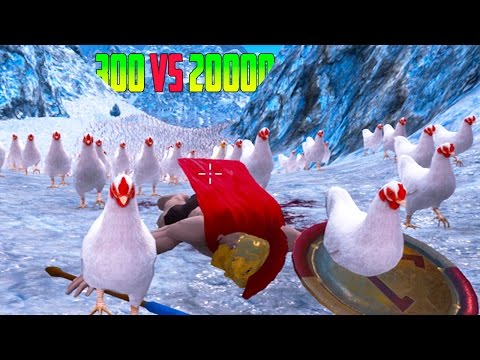 The Real Story Of 300 Spartans? 300 VS 20000 Chicken! Epic Battle Simulator