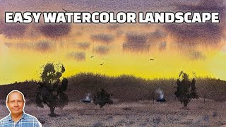 Step-by-Step Guide to Painting a Stunning Sunset Scene with watercolor. Easy watercolour lesson