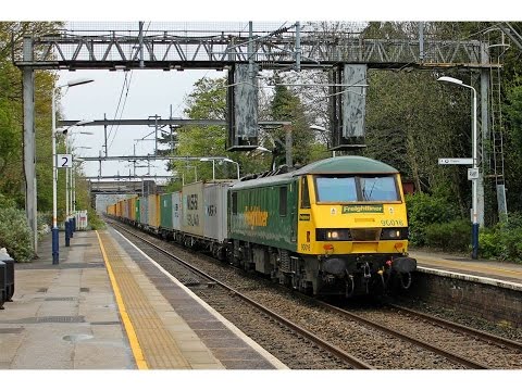 Diverted Freightliner Class 90's passing Alsager 2/5/2015