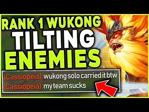 HOW TO TILT THE ENEMY TEAM WITH WUKONG MID! INSANE RANK 1 WUKONG 1V9! - League of Legends