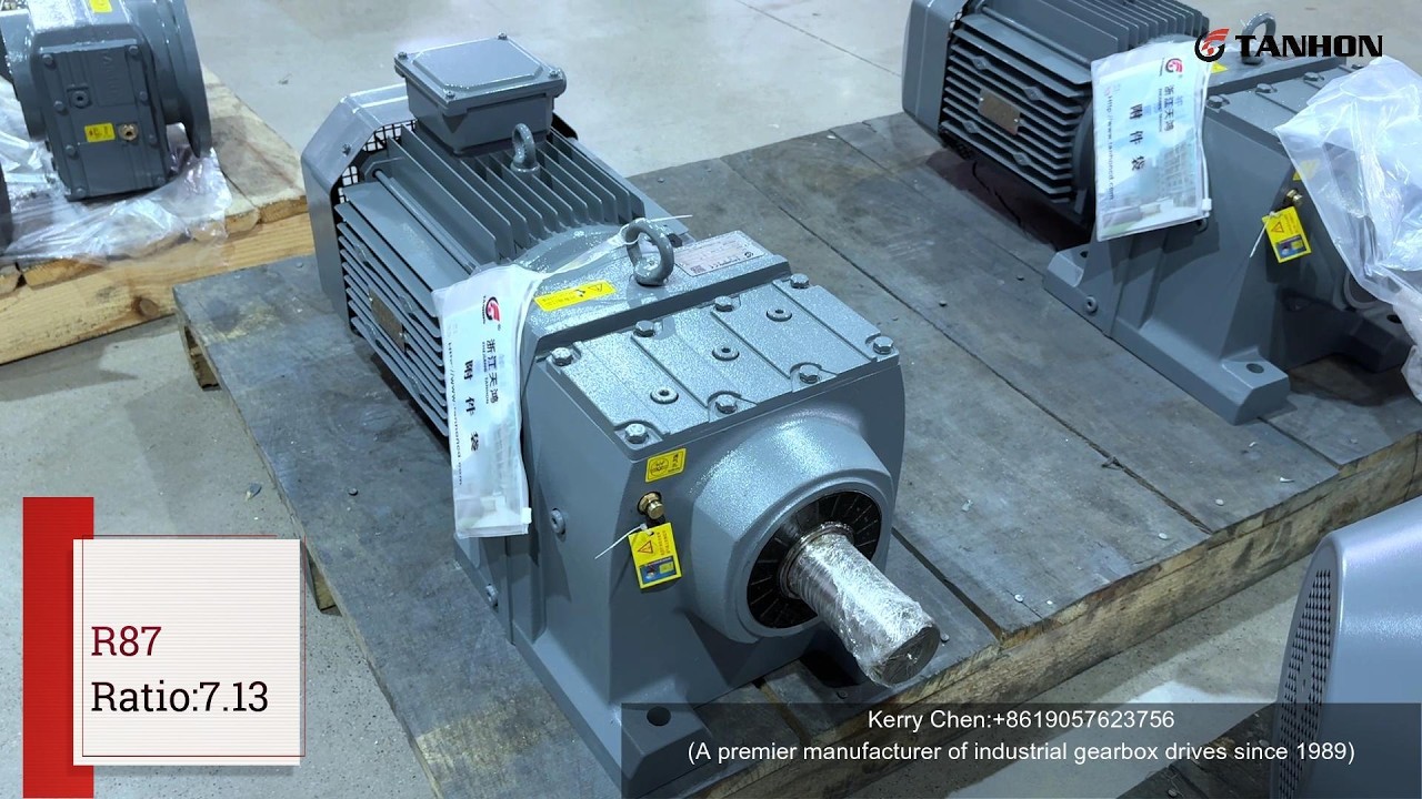 R Series Inline Helical Gearbox with Motor 7.5kw Ratio:7.13 Mounting Position:M1