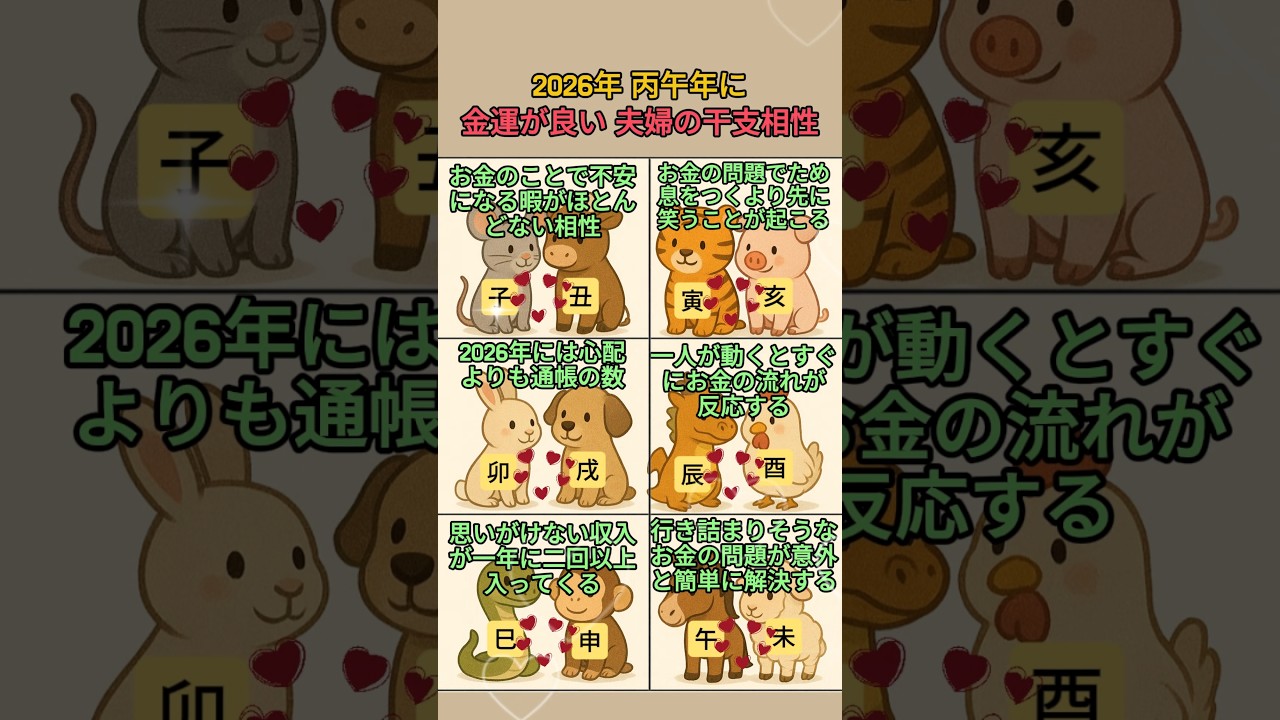 2026年には金運がつく干支の相性