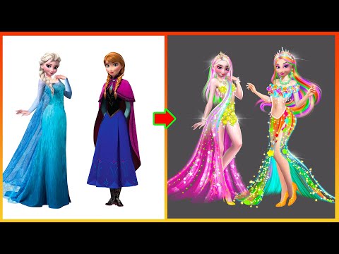 Frozen Elsa Anna Glow Up Into Rainbow Girls - Disney Princesses Transformation