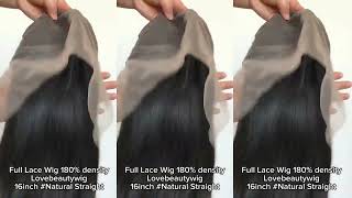 lovebeautywig | 16inch Straight Full Lace Wig Human Hair 180% Density#fulllacewigs #straightwig