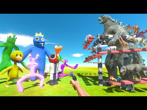 FPS Difficult Parkour Rescues Godzilla and Fights Rainbow Friends - Animal Revolt Battle Simulator