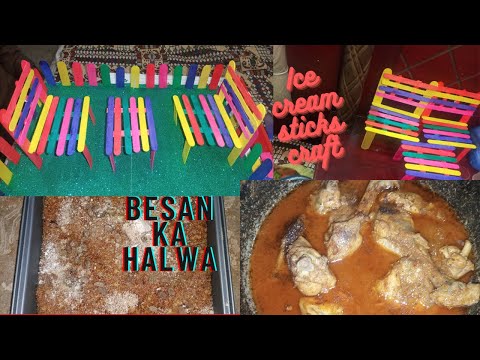 Icecream sticks craft|| besan ka halwa winter❄⛄special @Vlog with Fazeelat#vlog#craft#trending