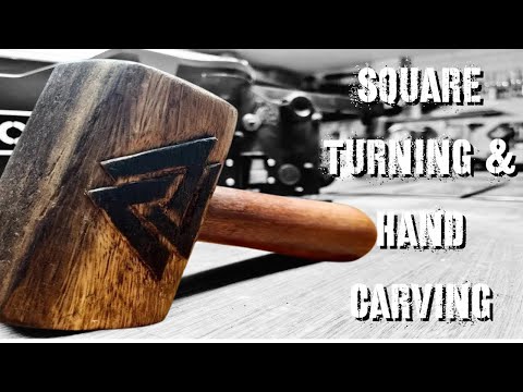 Woodturning a Square Mallet || My First Attempt at Hand Carving