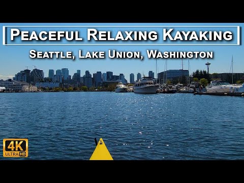 Peaceful Relaxing Kayaking on Lake Union in Seattle, Washington in 4K UHD