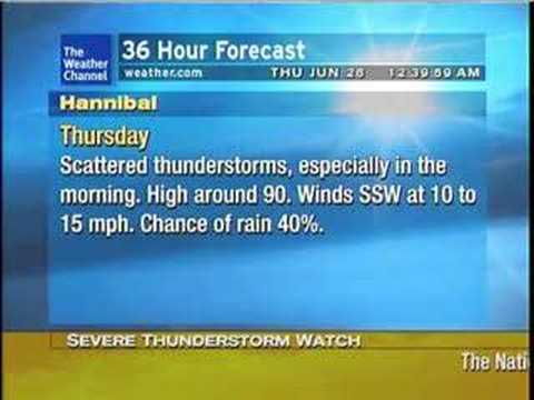 WeatherStar XL - Severe Thunderstorm Warning (at end) 6-26-8