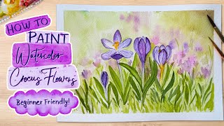 How to Paint Watercolor Crocus with a Blurred Background Tutorial Beginner friendly-Line Drawing Inc