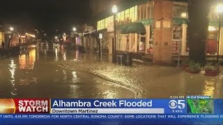 Alhambra Creek Floods Downtown Martinez With Muddy Water