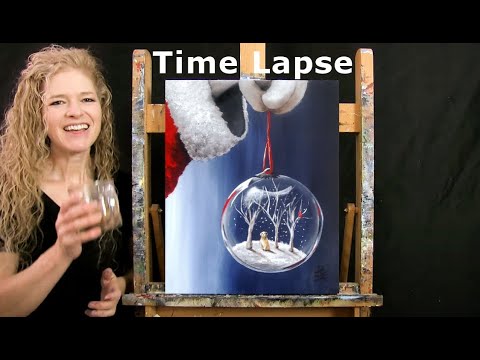 TIME LAPSE - Learn How to Paint SANTA'S ORNAMENT with Acrylic - Fun Step by Step Holiday Tutorial
