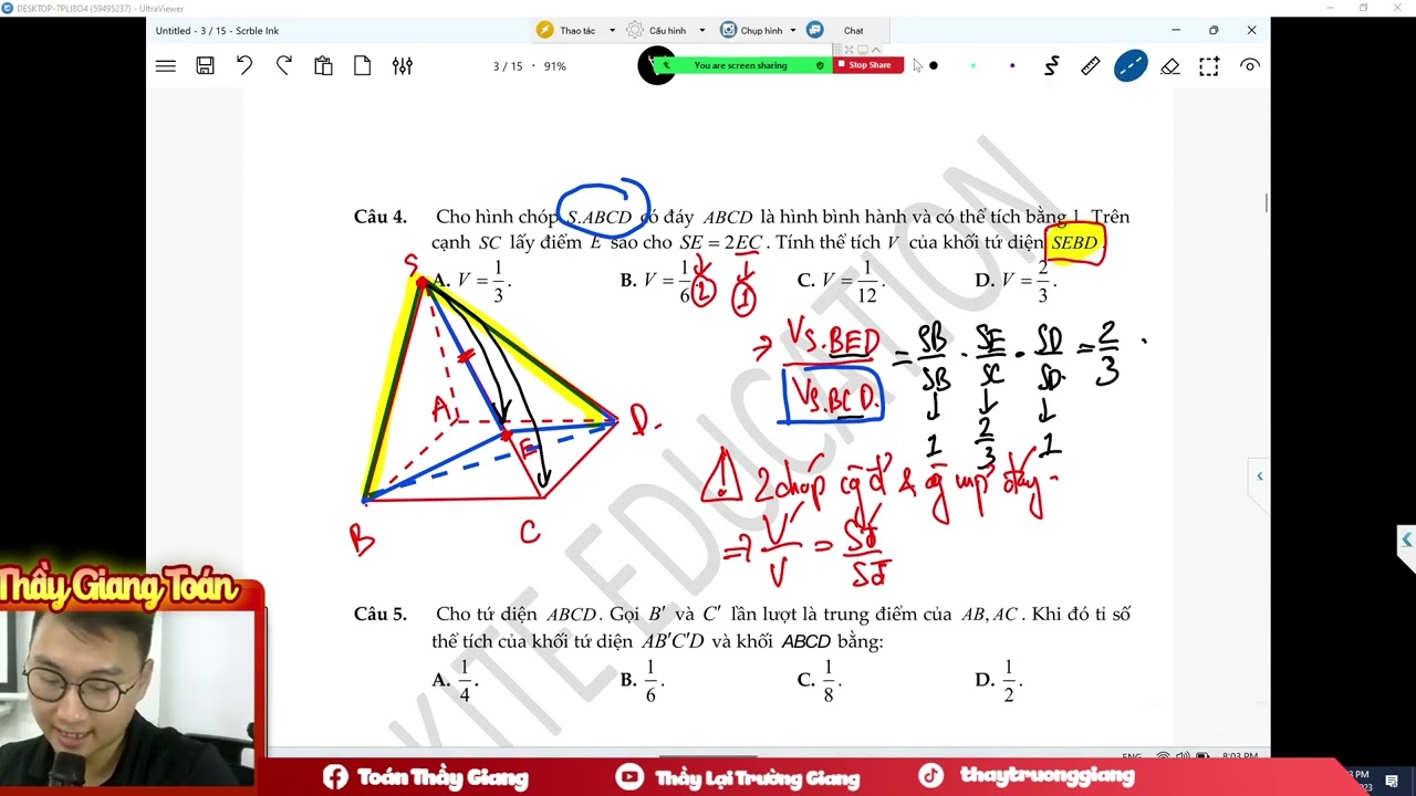 TỶ LỆ THỂ TÍCH KHỐI CHÓP TAM GIÁC