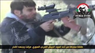Syria , Sniper hit Terrorist in the face!