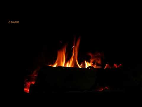 Night Fire in the Dark Background Video🔥12h Crackling Fireplace Sleep Sounds & Black Screen 12 Hours