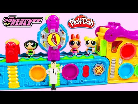 POWERPUFF GIRLS Use Play Doh Mega Fun Factory Playset to Magically Create Surprise Toys!