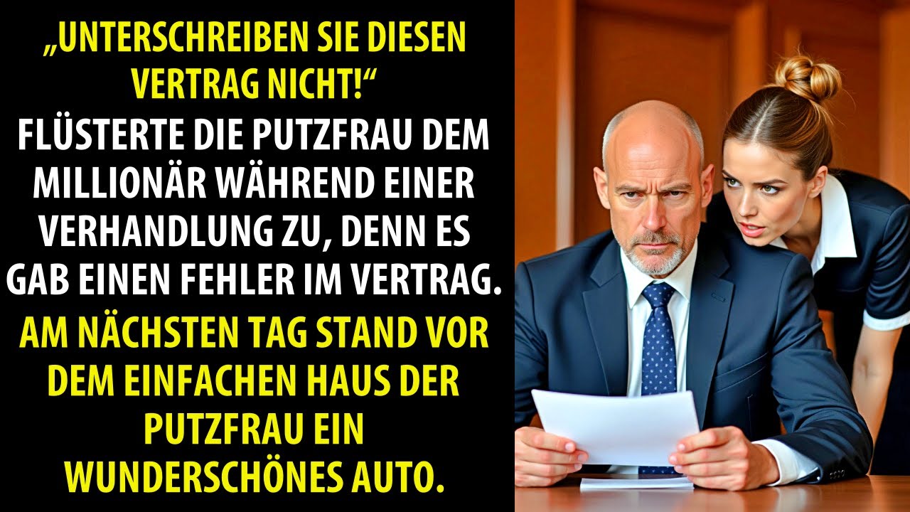 Putzfrau flüstert zu Millionär: „Unterschreiben Sie diesen Vertrag nicht!“ Am nächsten Tag…