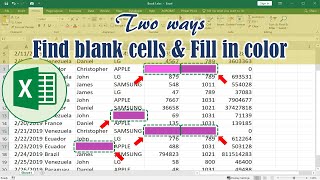 Excel how to find empty cell and fill color into it (two ways by using shortcut ctrl + H & ctrl + G)