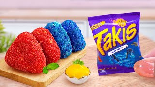 Takis Win Challenge !? Try Spiciest Miniature Blue Takis Chicken Sandwich 🥵 Tina Mini Cooking