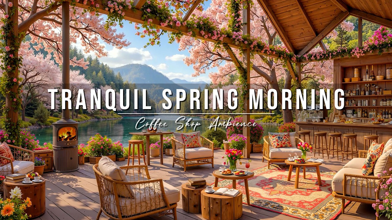 Tranquil Morning Jazz at Spring Coffee Shop Ambience 🌸 Soft Jazz Instrumental Music for Good Moods